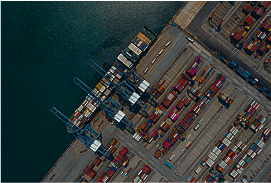 Container ships berthing at a far east port